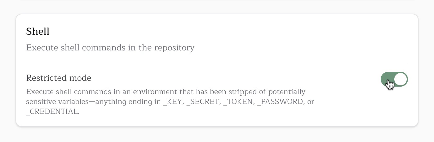 Shell environment scrubbing example