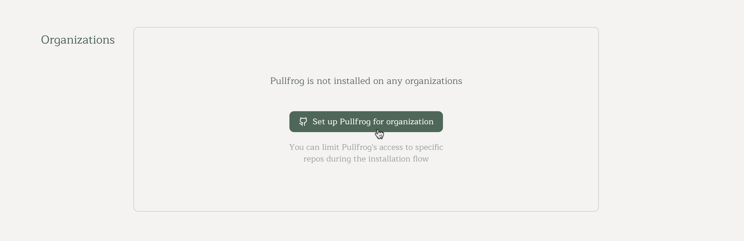 Install Pullfrog GitHub App on organization