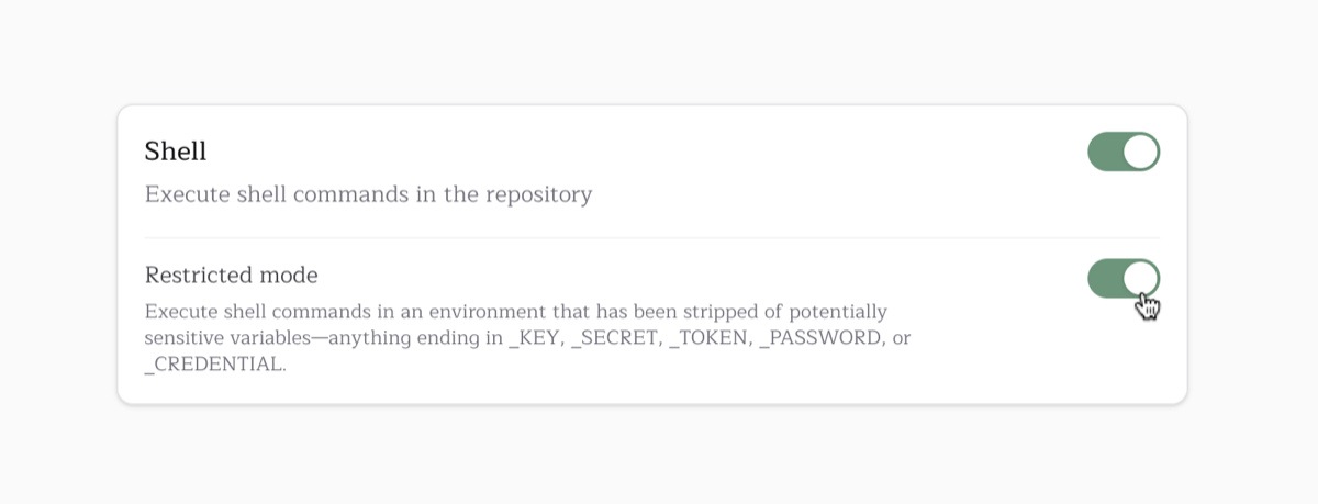 Shell environment scrubbing example