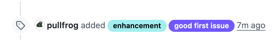 Pullfrog adding the enhancement and good first issue labels to a new issue
