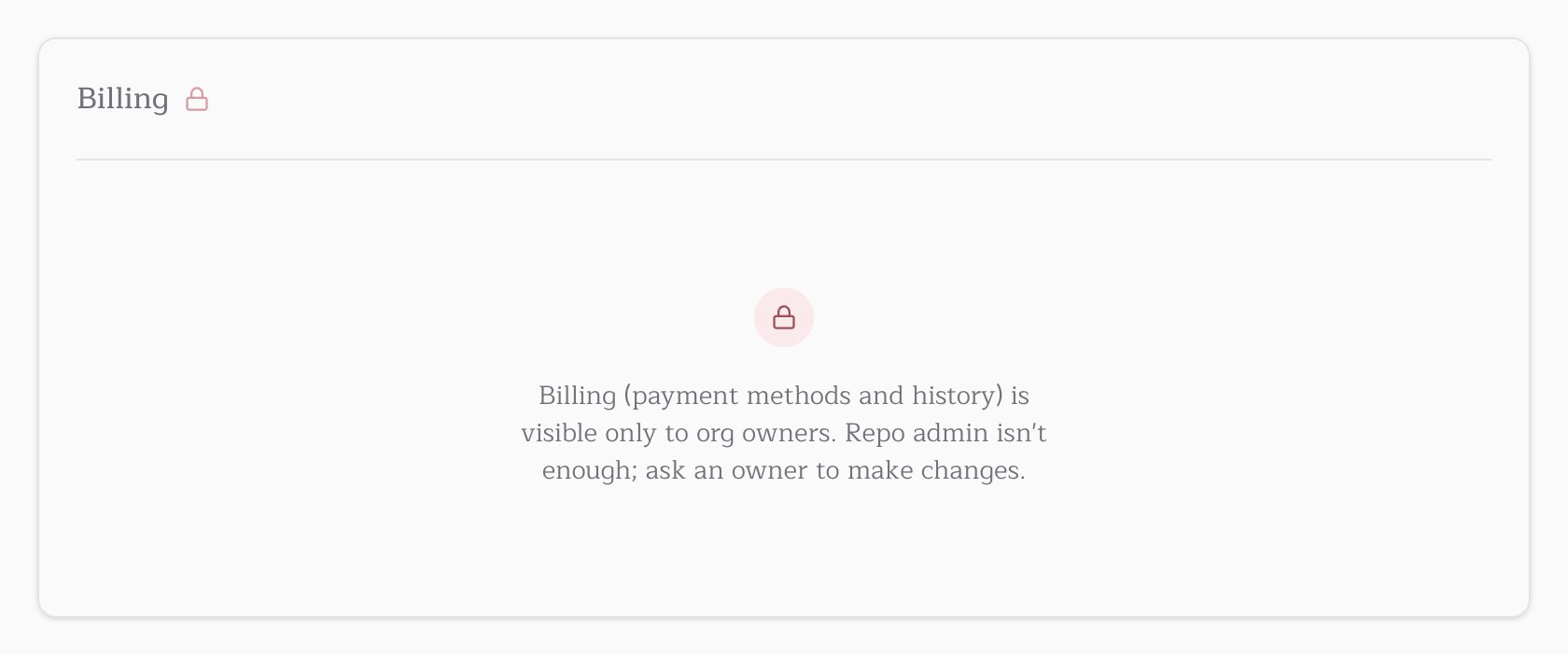 The Billing card as a non-owner sees it, with the ask-an-owner message