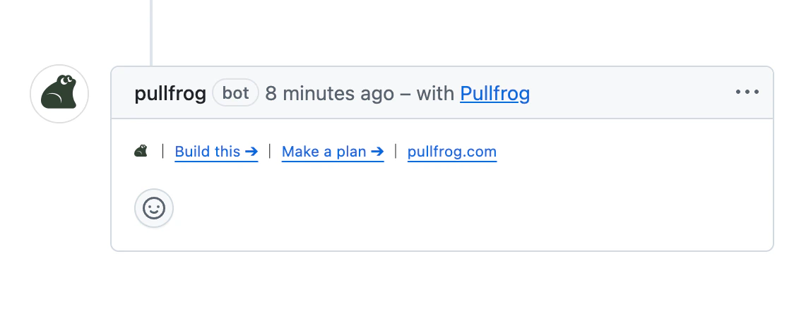 Pullfrog quick links on a new issue