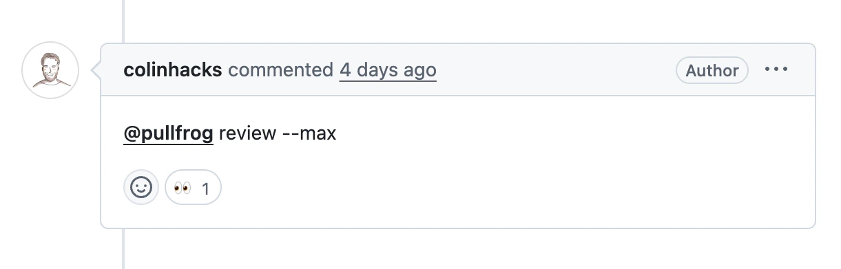 PR comment containing a flag