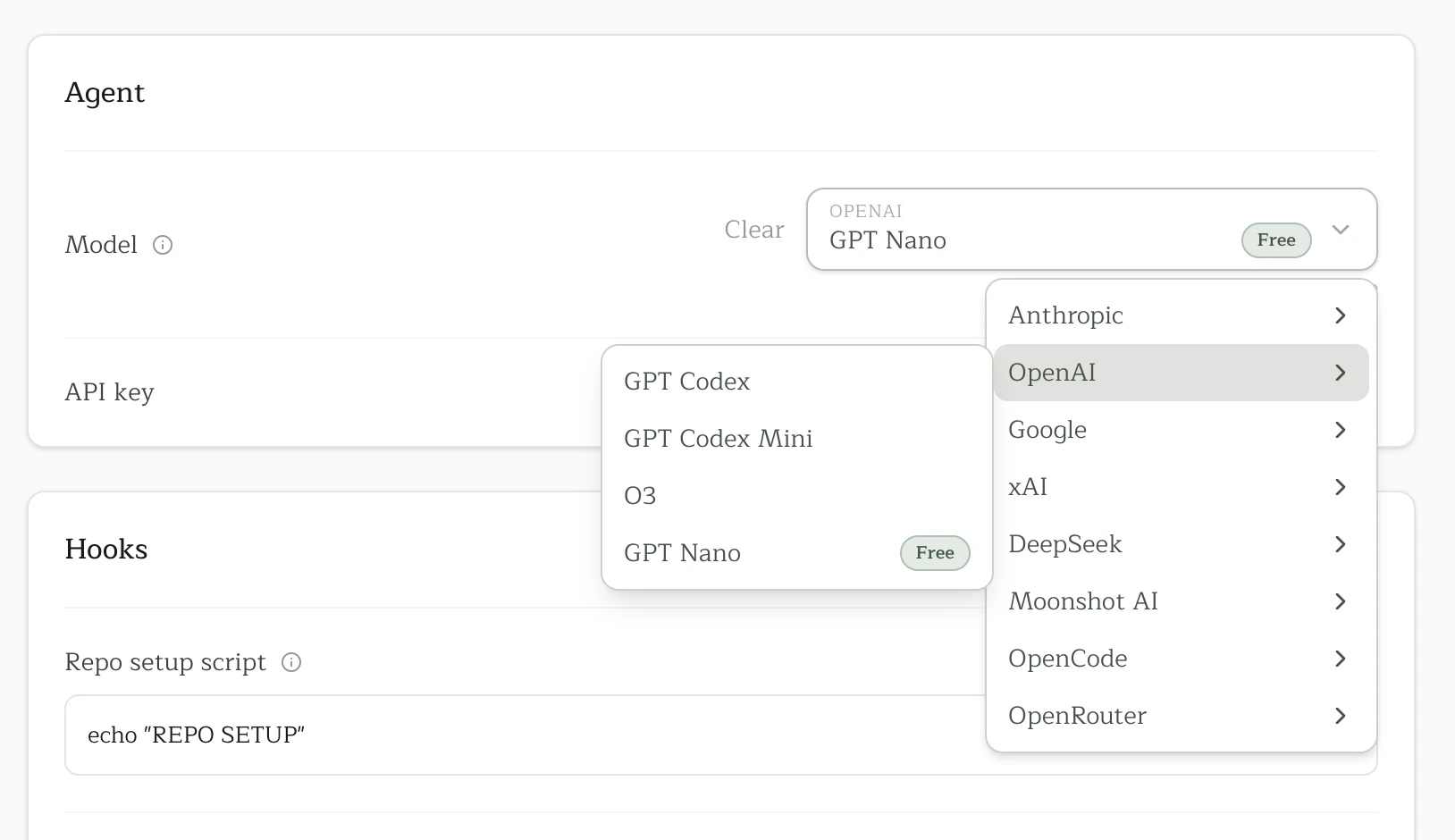 Model selector in the Pullfrog console