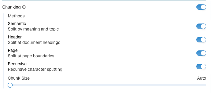 Chunking configuration in the Platform
