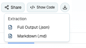 Download control for a saved extraction
