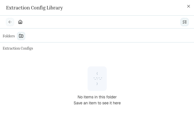 Extraction Config Library with folders and saved extraction configs
