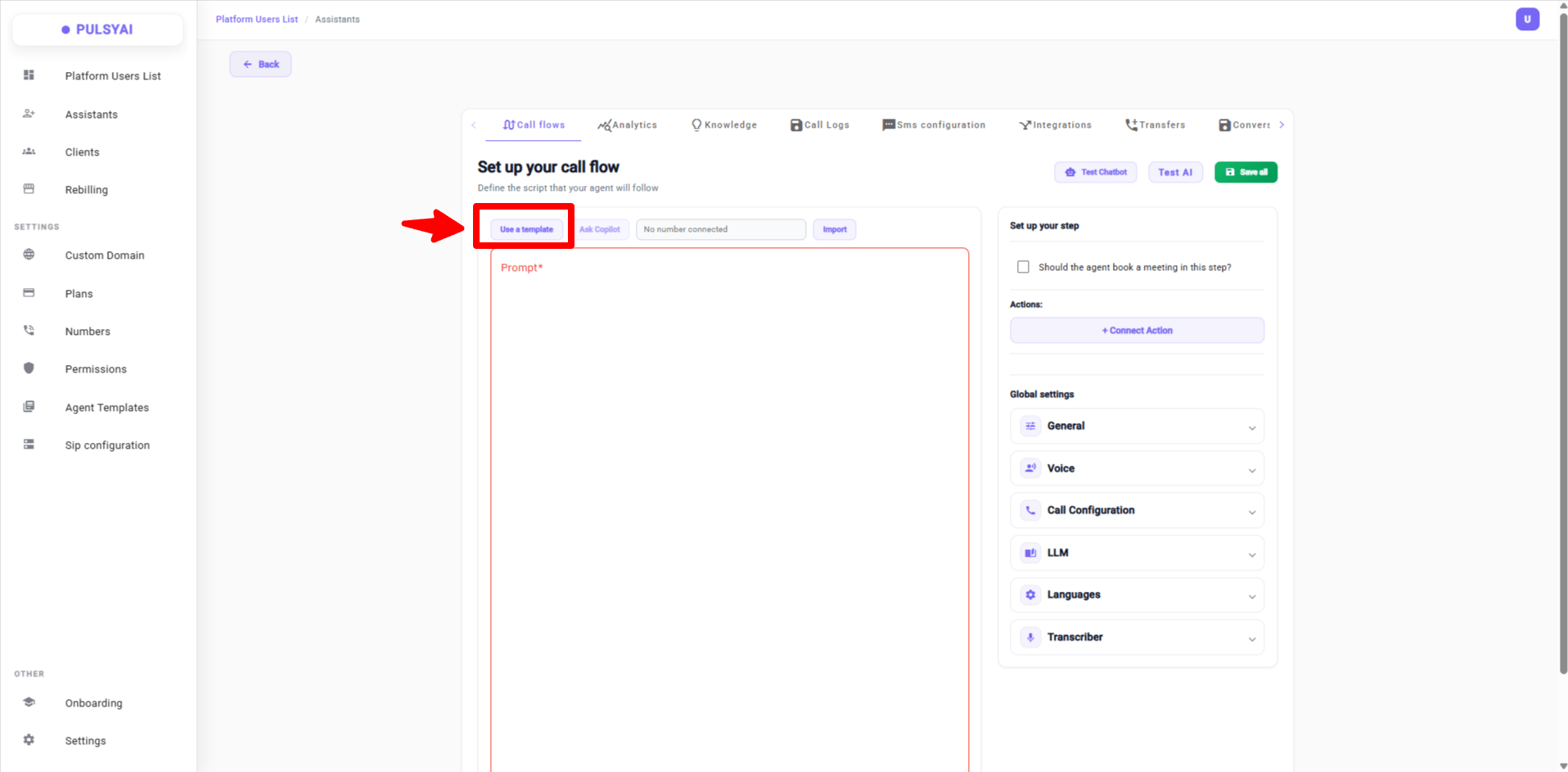 Use a Template — pre-built scripts library