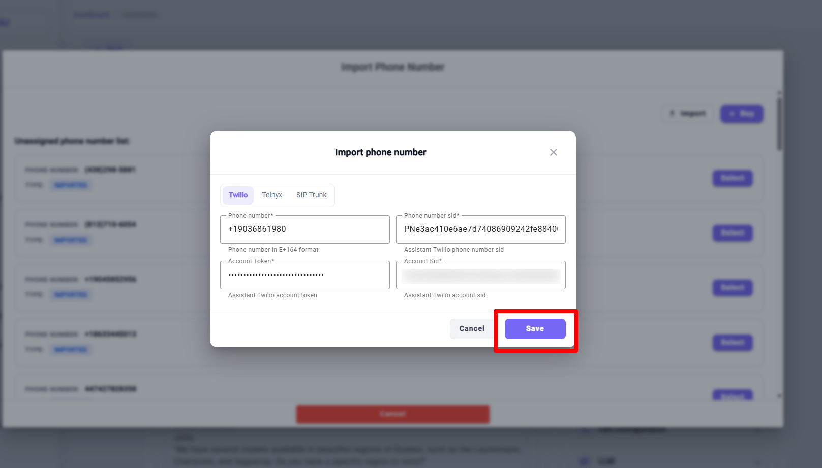 PulsyAI — Save the Twilio number