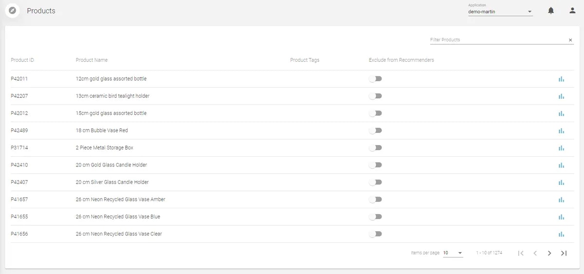 Product Explorer interface