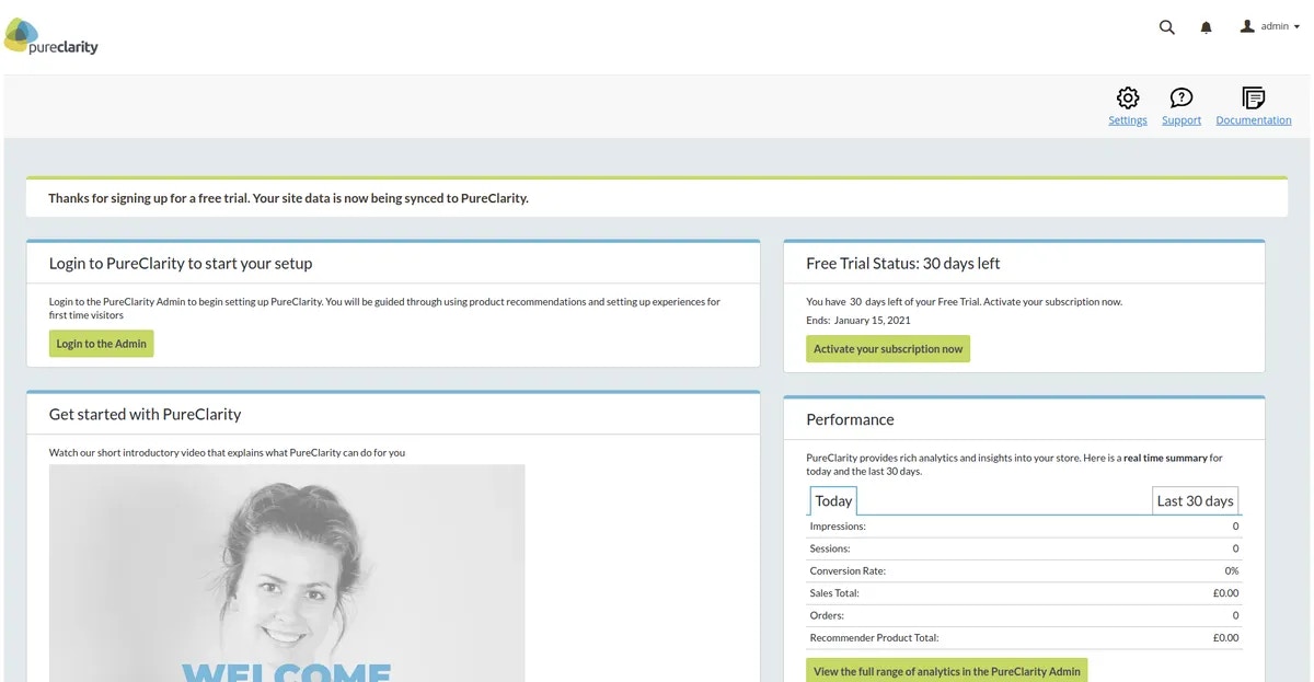 Dashboard page in configured mode
