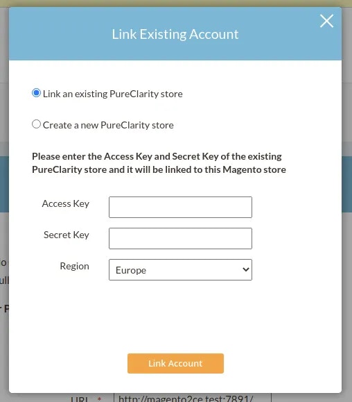 Link existing account popup showing store linking option