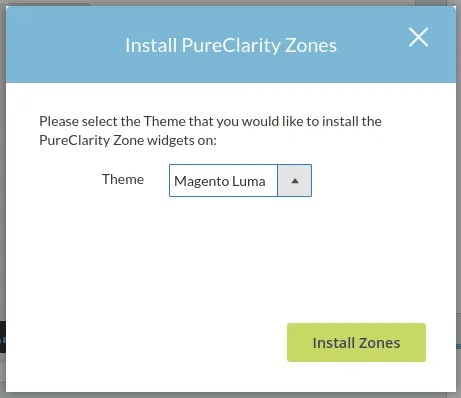 Zone installation popup with theme selection