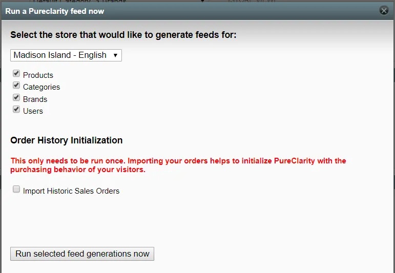 Run feeds dialog