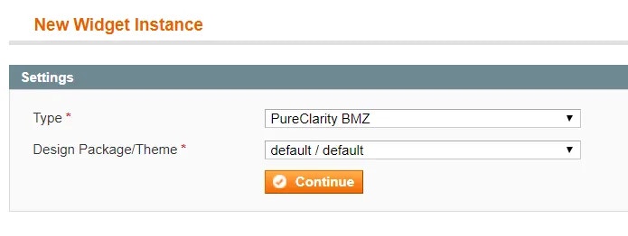 Widget type selection
