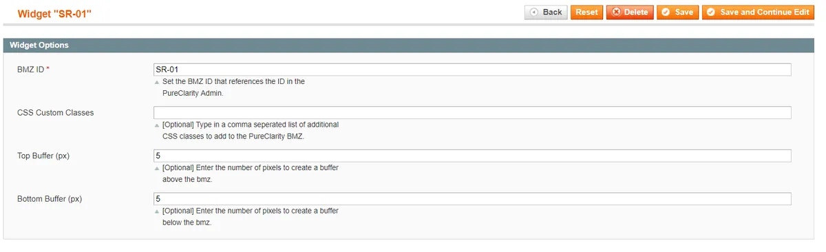 Widget configuration