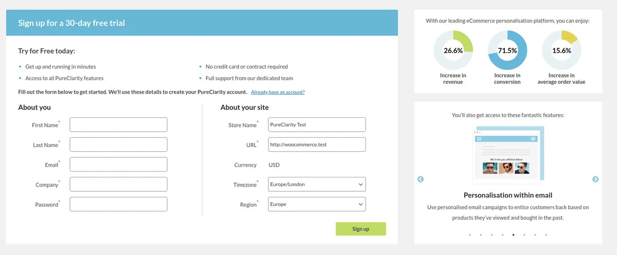 WooCommerce Signup Form