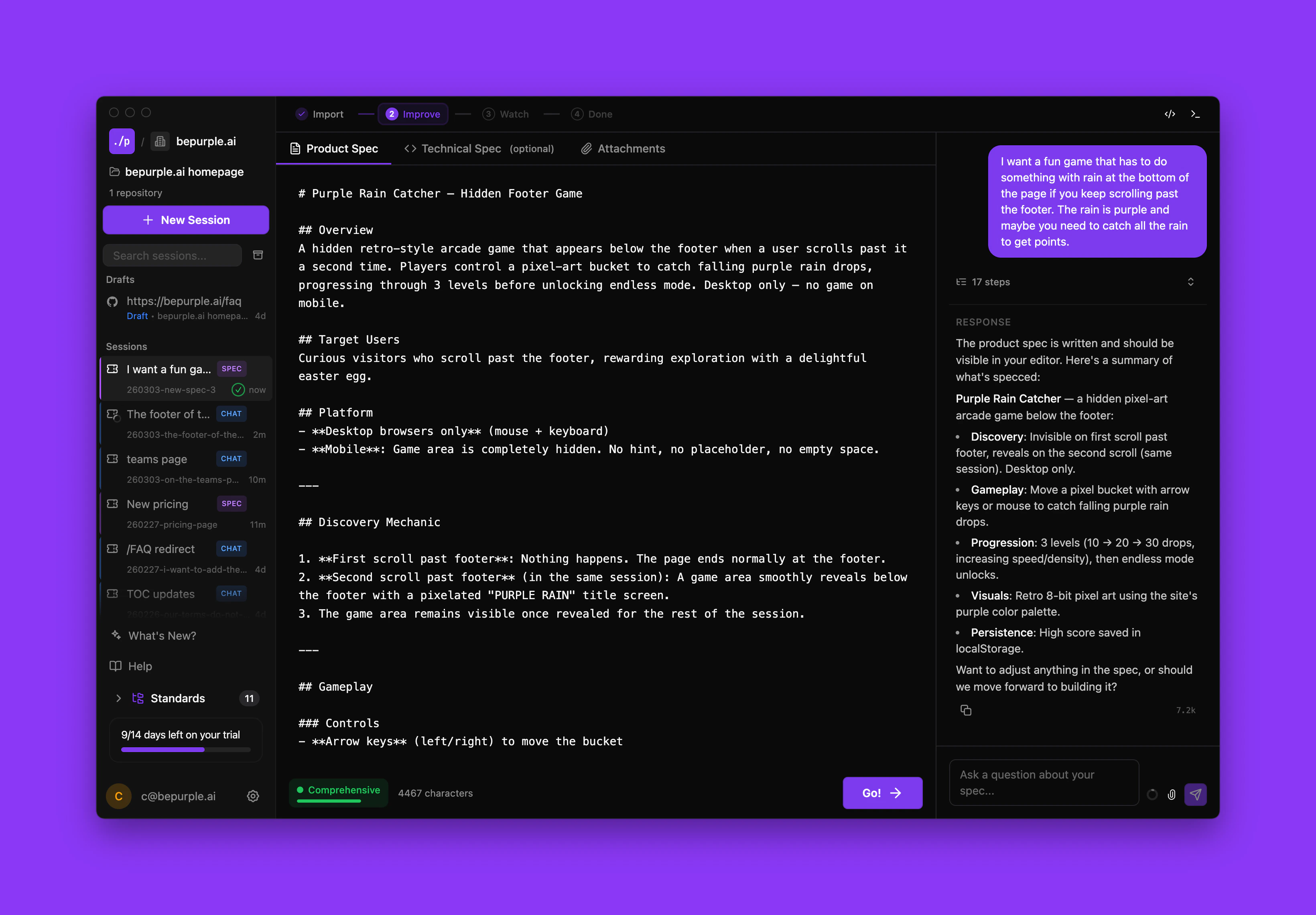 p0 spec-driven workflow interface showing the five-phase pipeline from import through post-PR