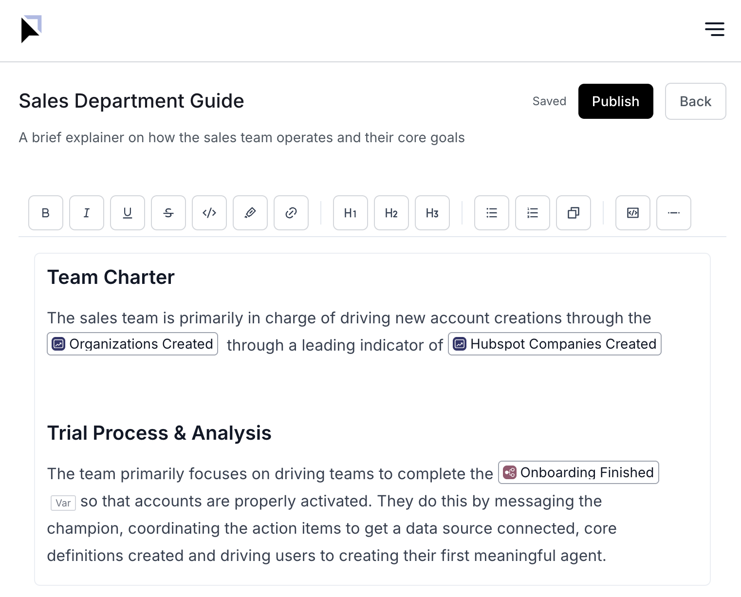 Knowledge document example