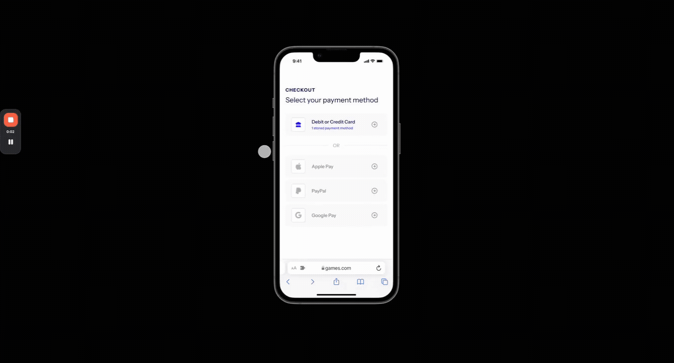 Process using a stored card