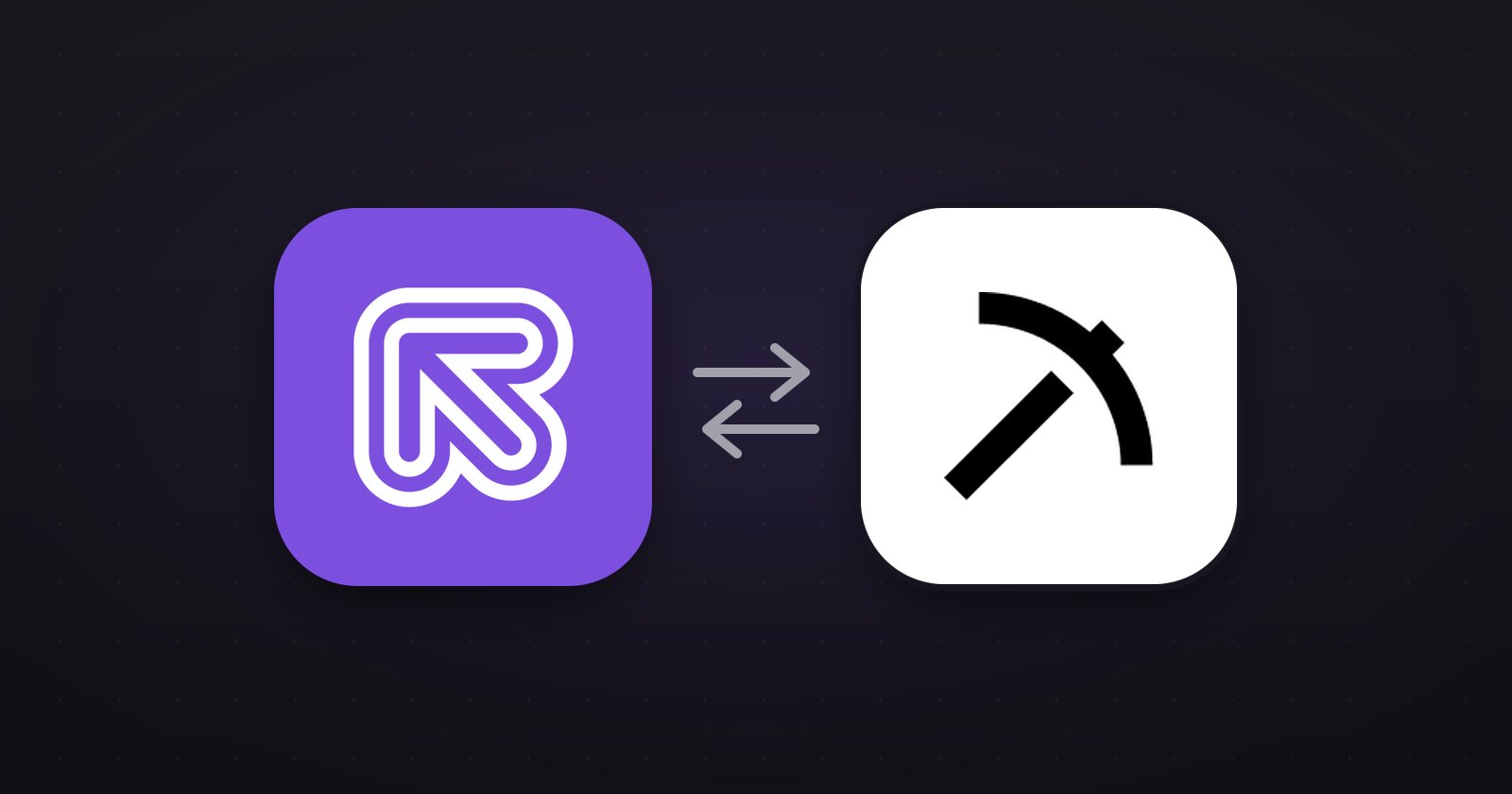 Referly and Pickaxe connected by sync arrows