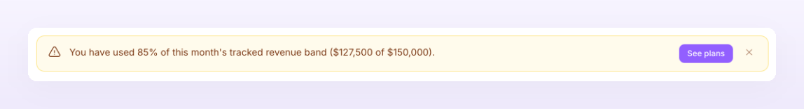 Banner at 85% of the tracked revenue band