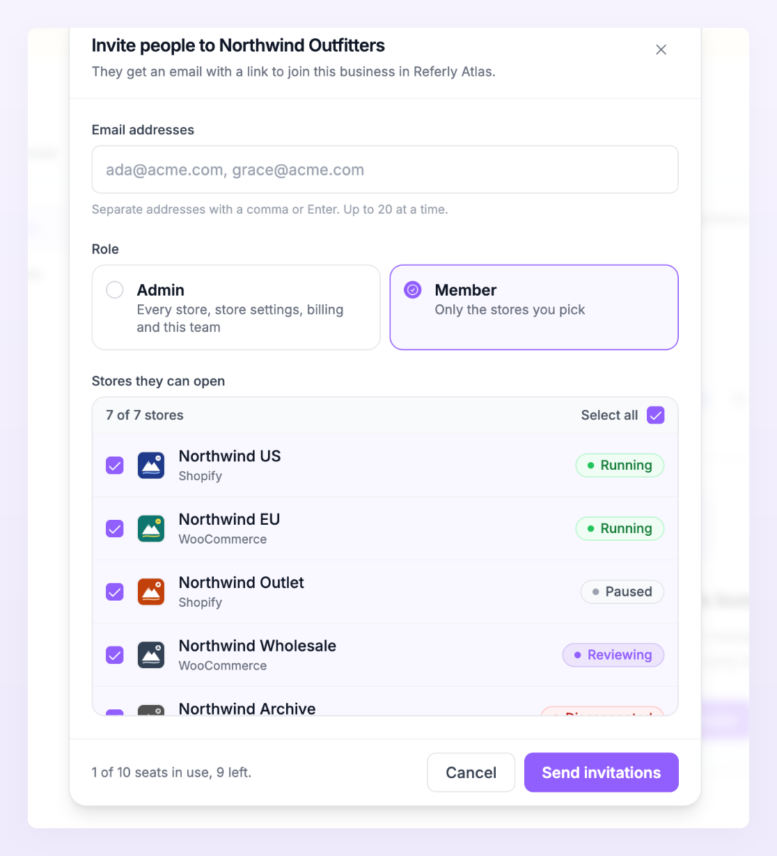 Invite people dialog
