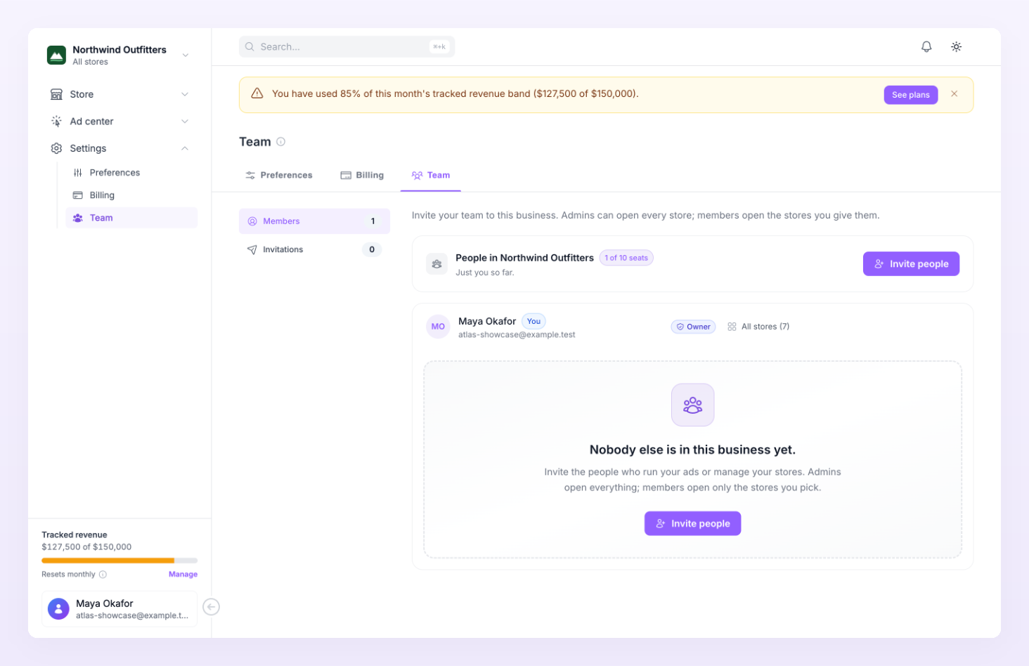 Team members page