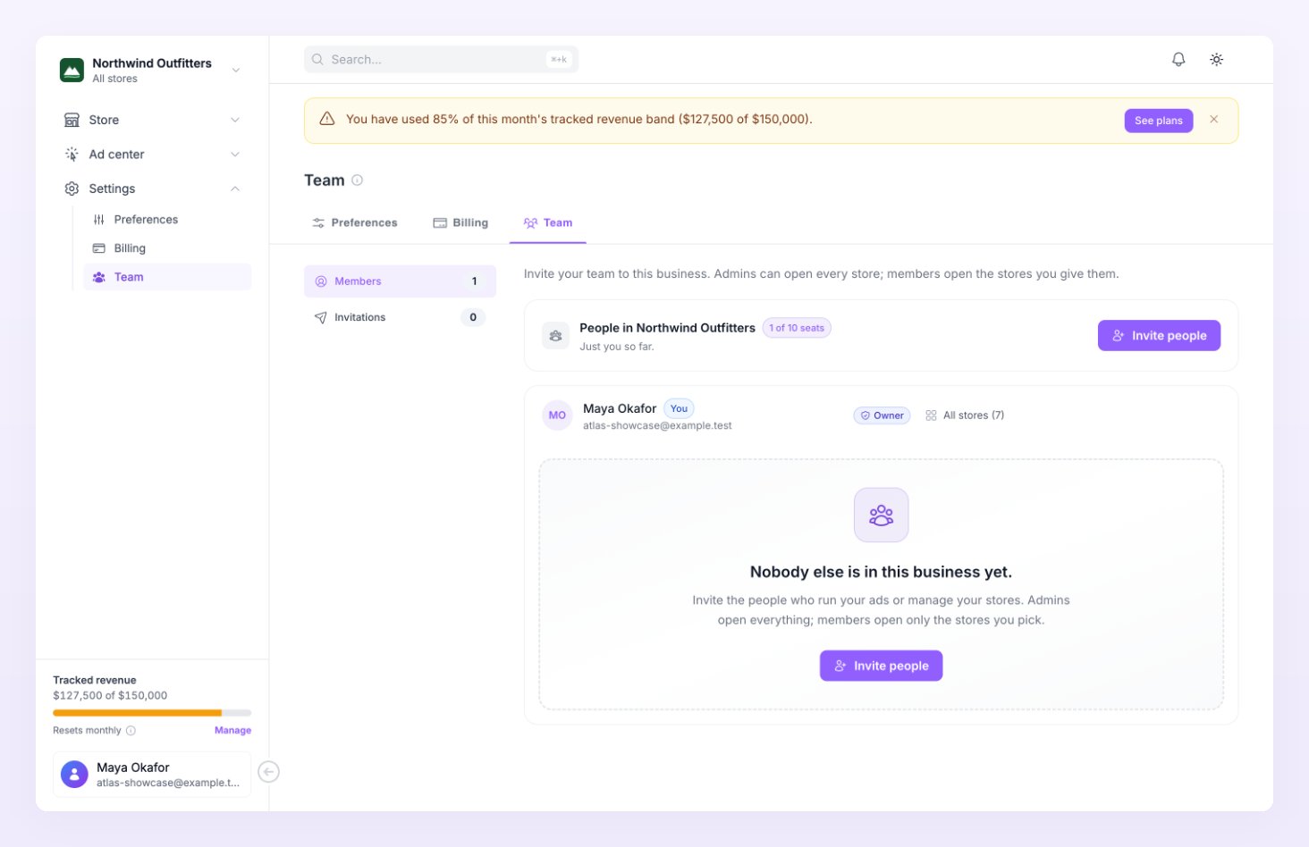 Team members page