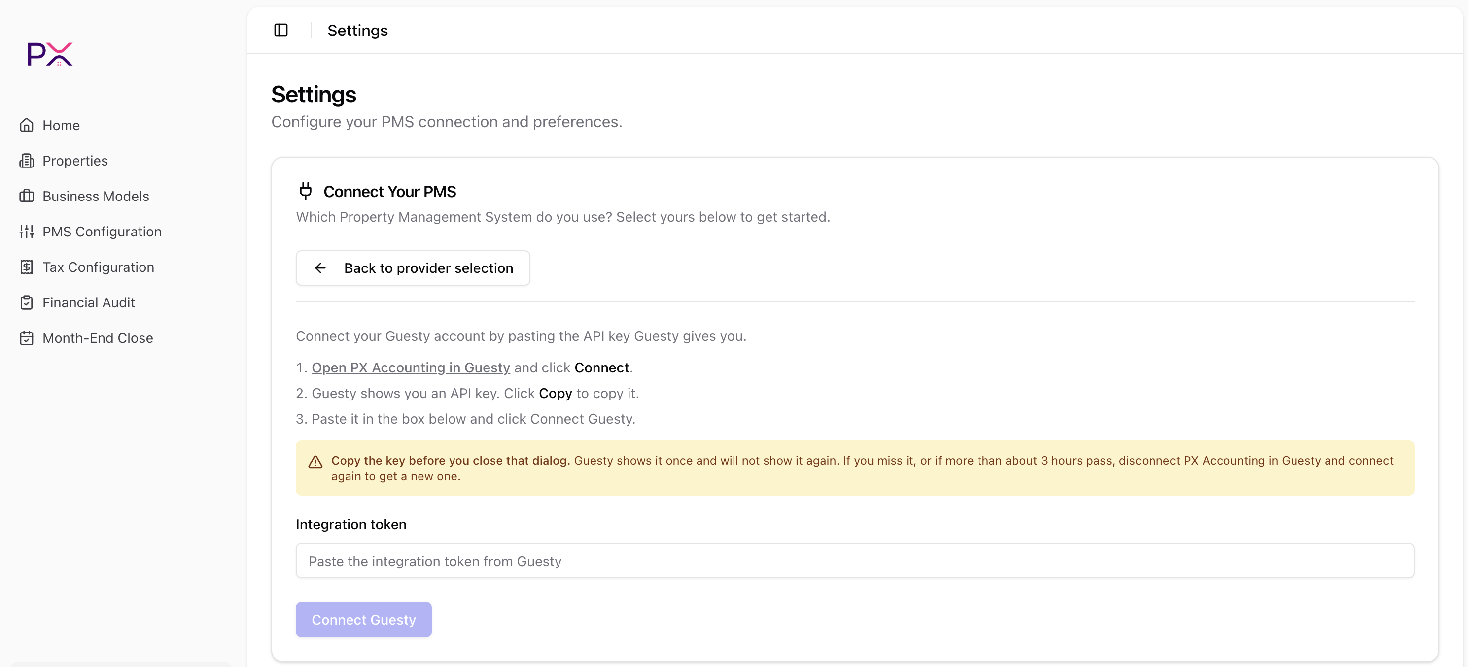 Connect Guesty with an integration token