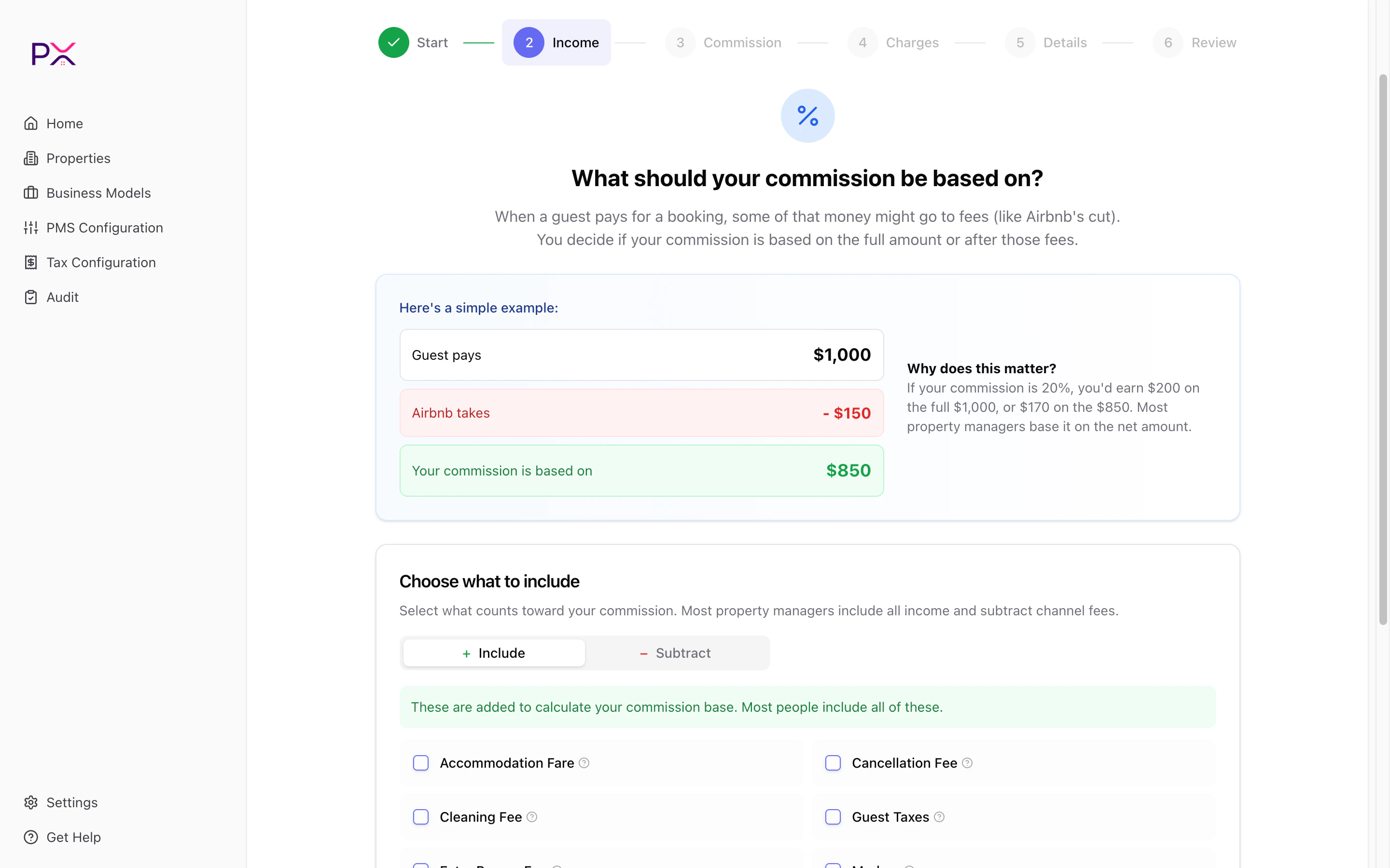Wizard income step