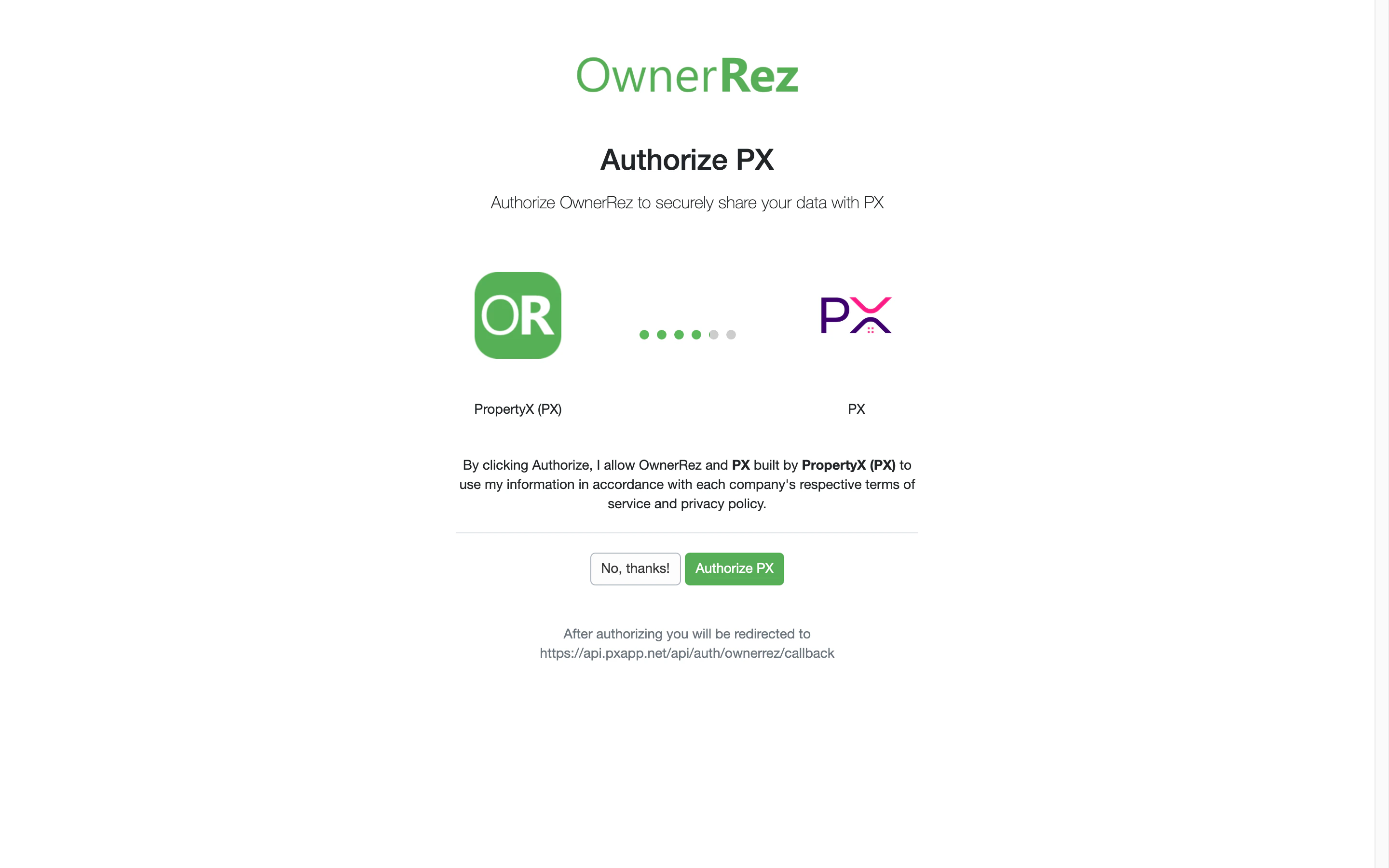 Authorize PX on OwnerRez