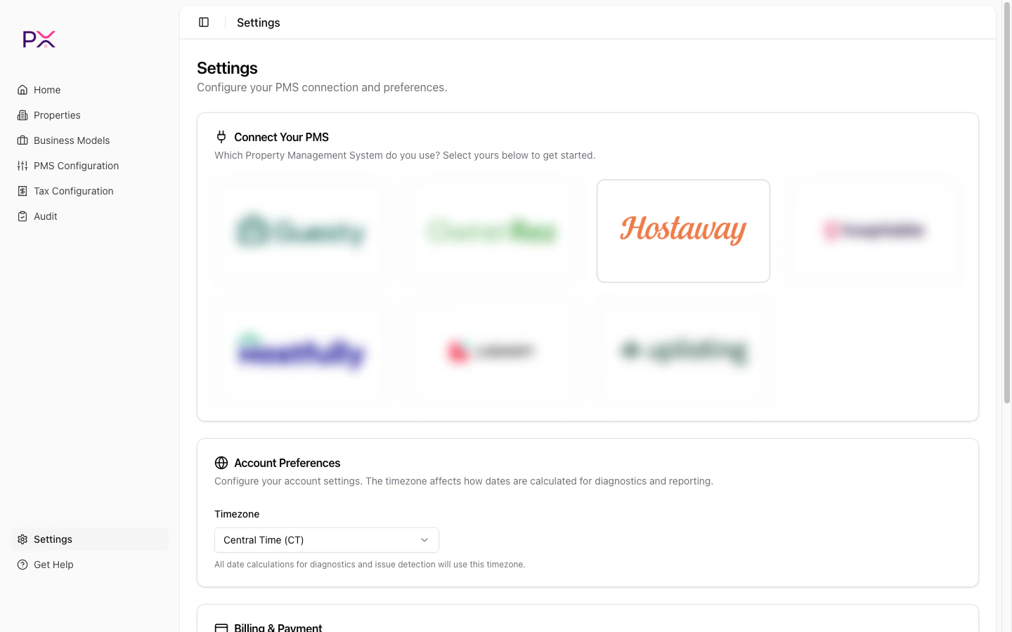 Hostaway in the PMS picker