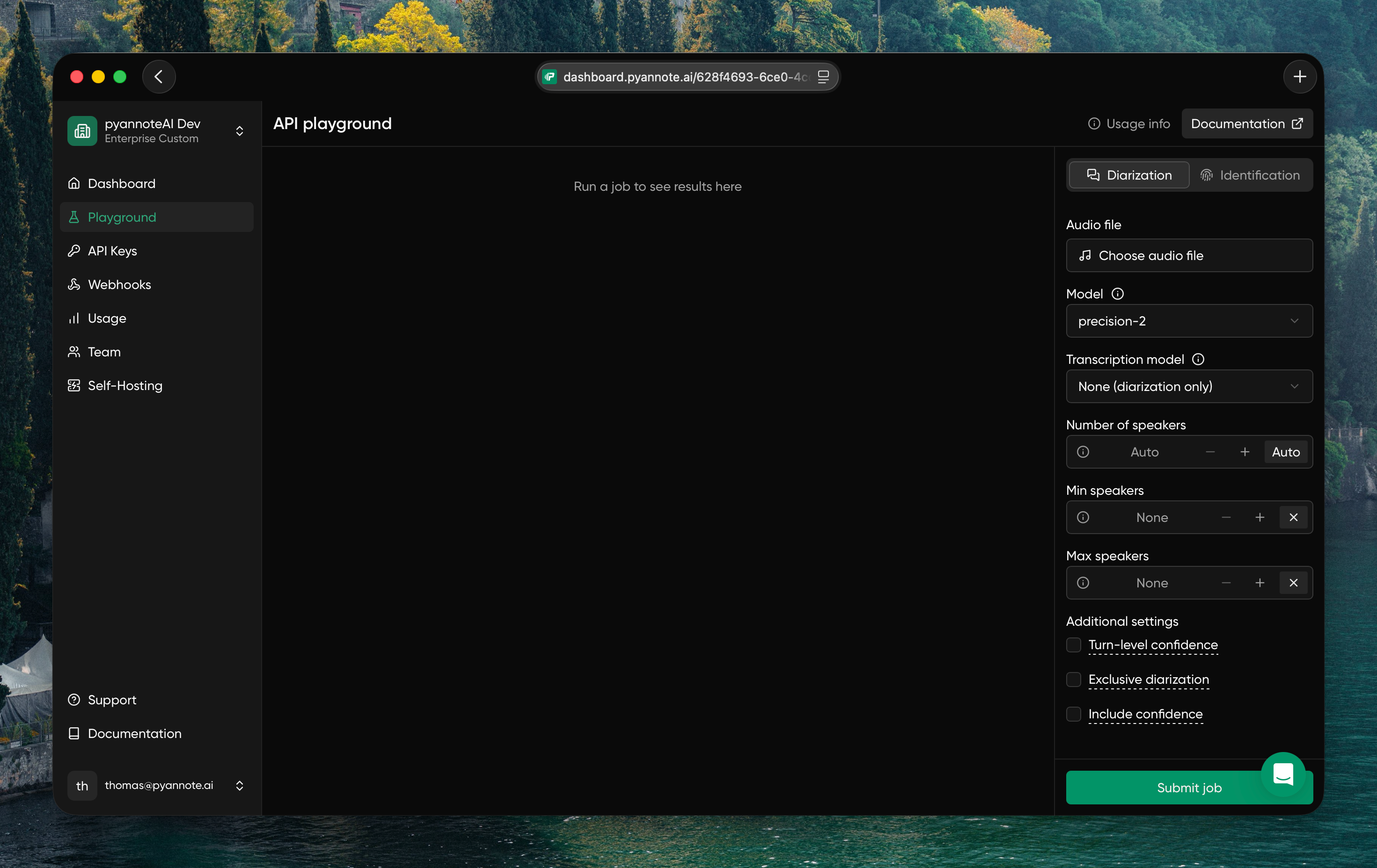 API playground empty state
