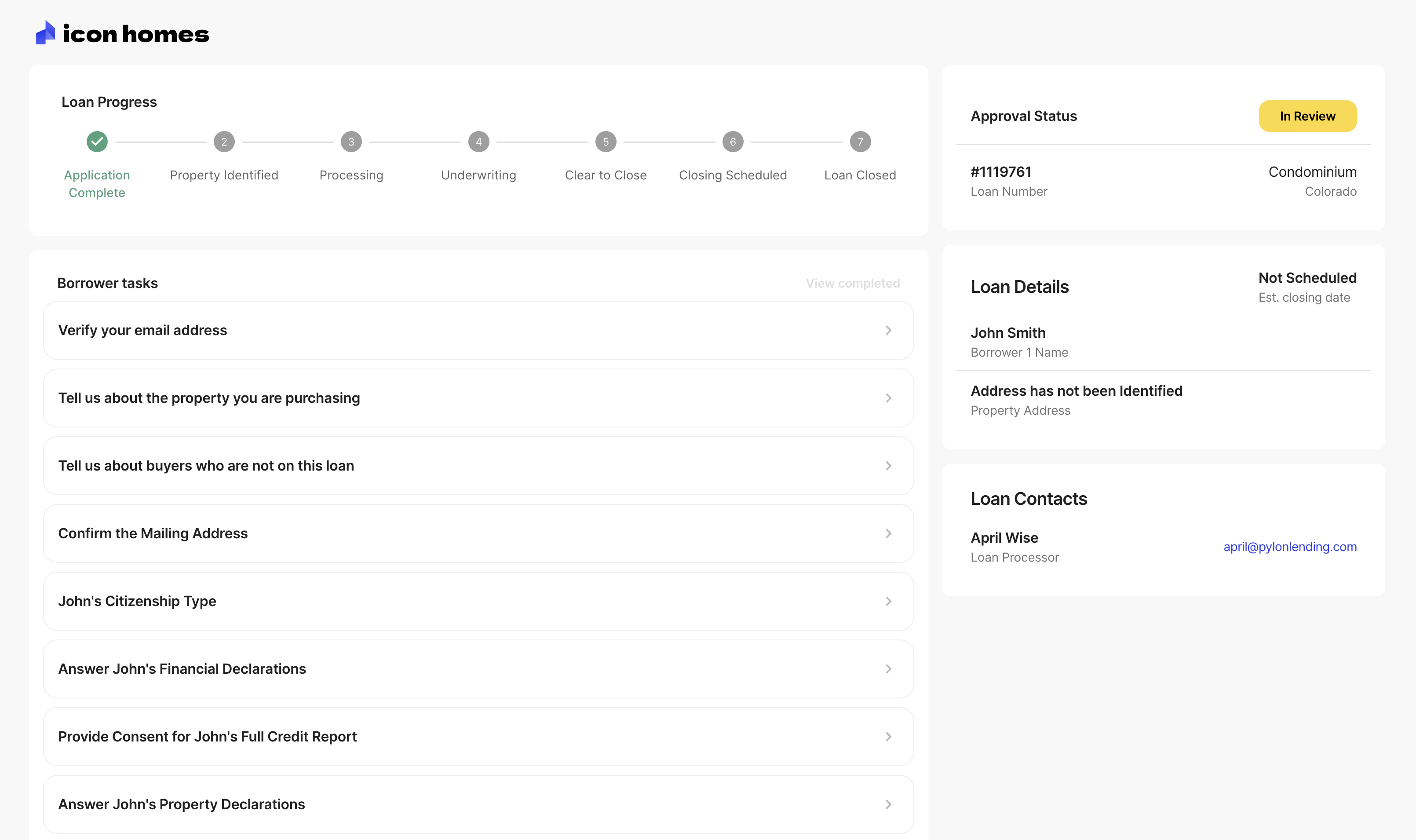 Borrower Dashboard Element
