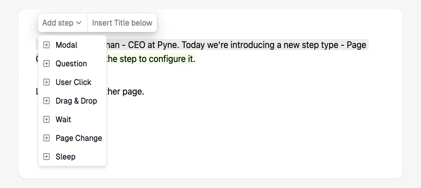 Add Page Change Step