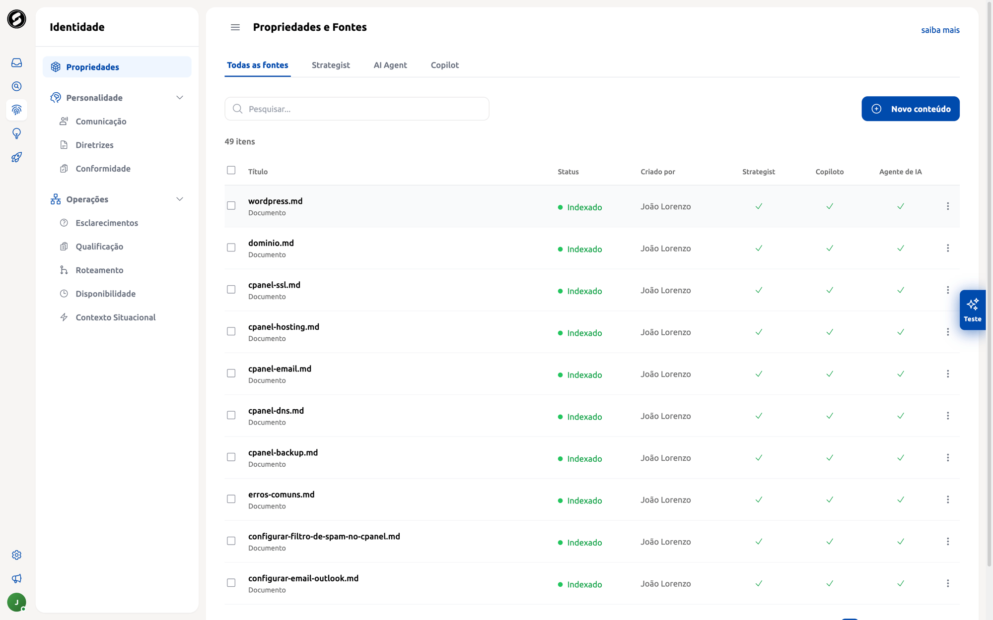 Configuração de estilos de comunicação com modelos prontos