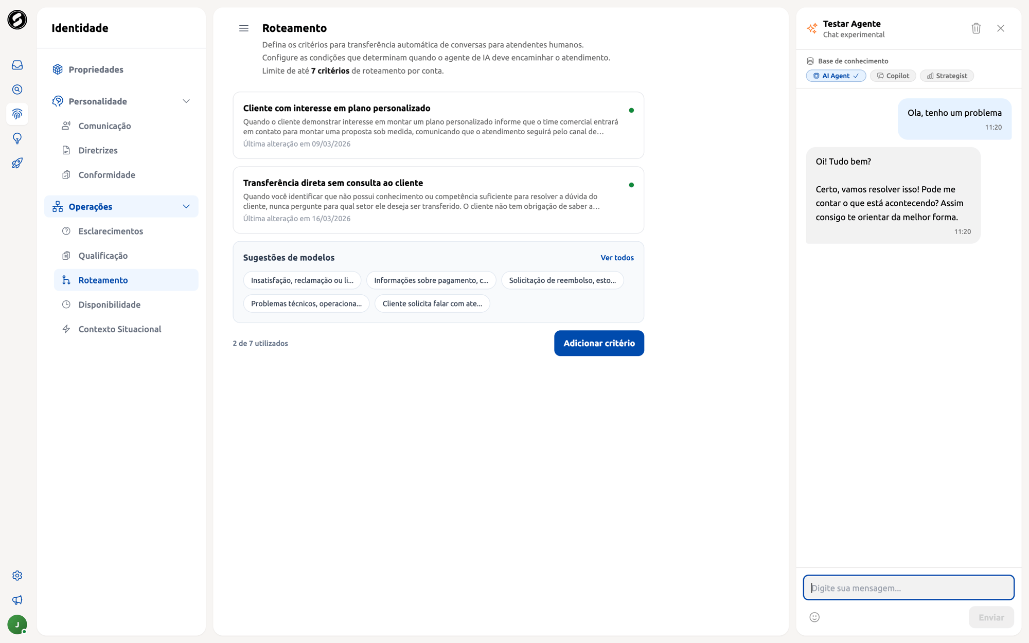 Propriedades e Fontes com lista de documentos indexados
