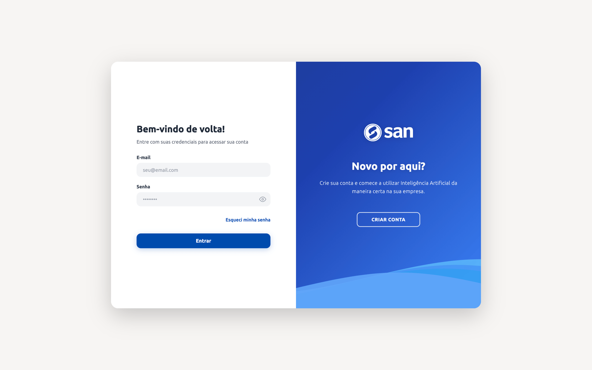 Tela de login do Talk AI