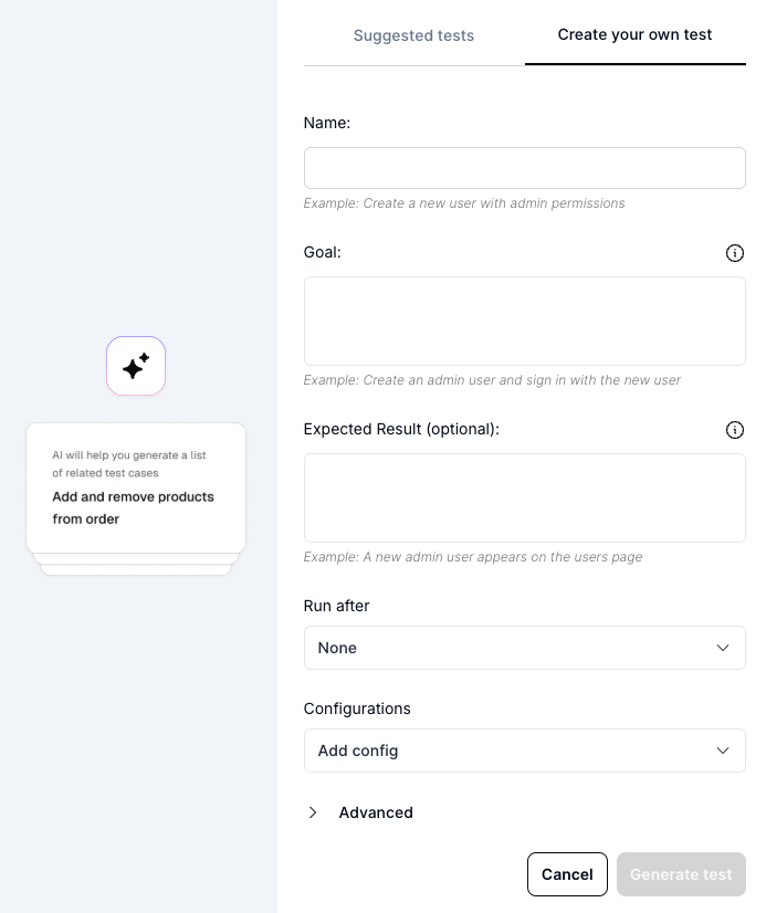 Create your own test modal