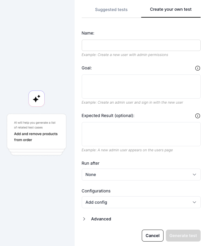 Create your own test modal