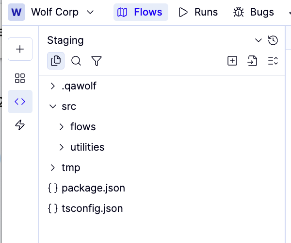The IDE file explorer