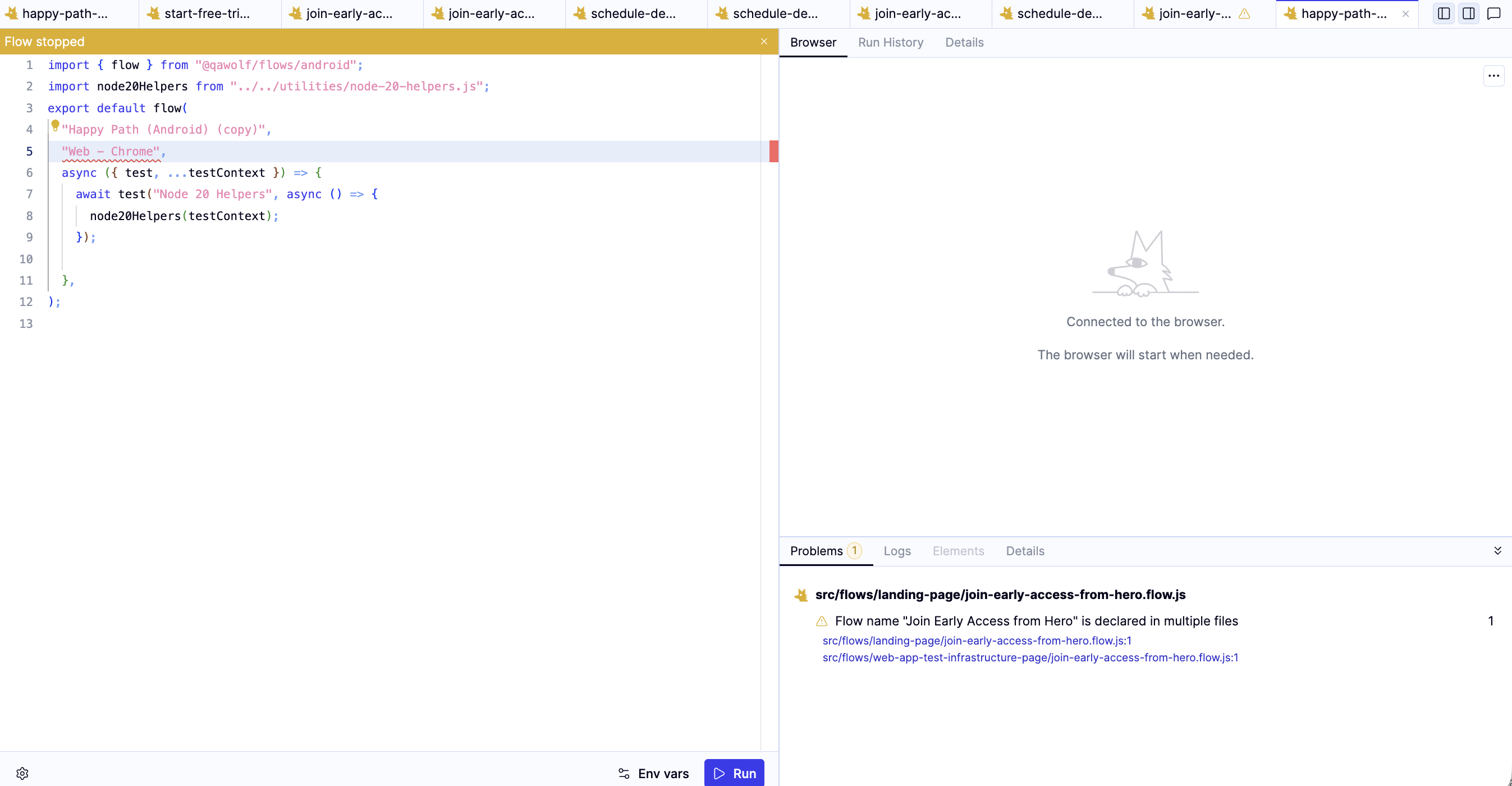 The Problems tab