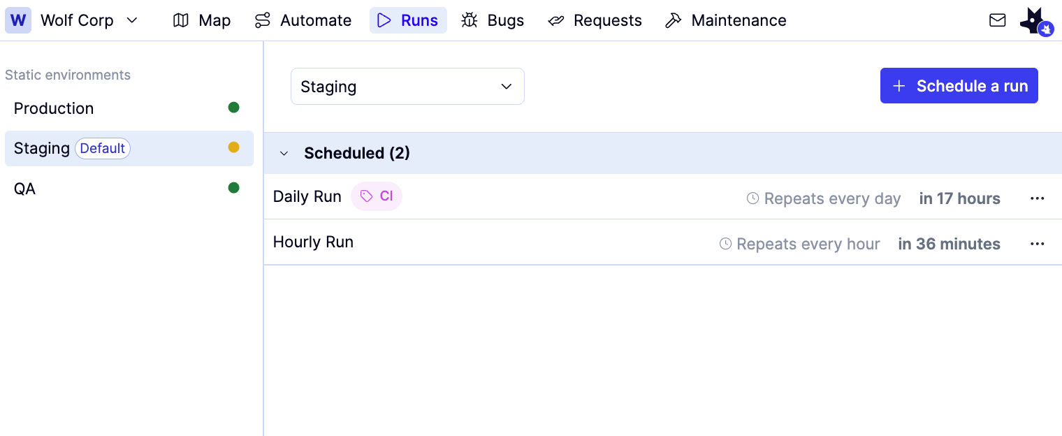 Runs Schedules
