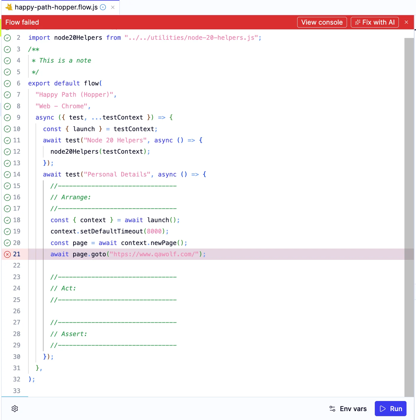 Automate Failed Flow