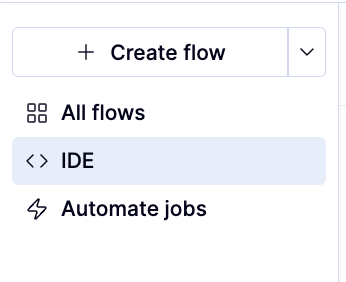 The left sidebar with the IDE view selected