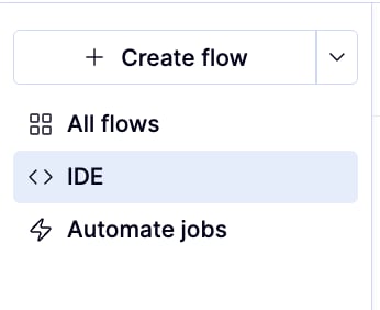 The left sidebar with the IDE view selected