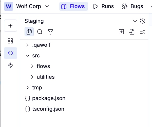The IDE file explorer