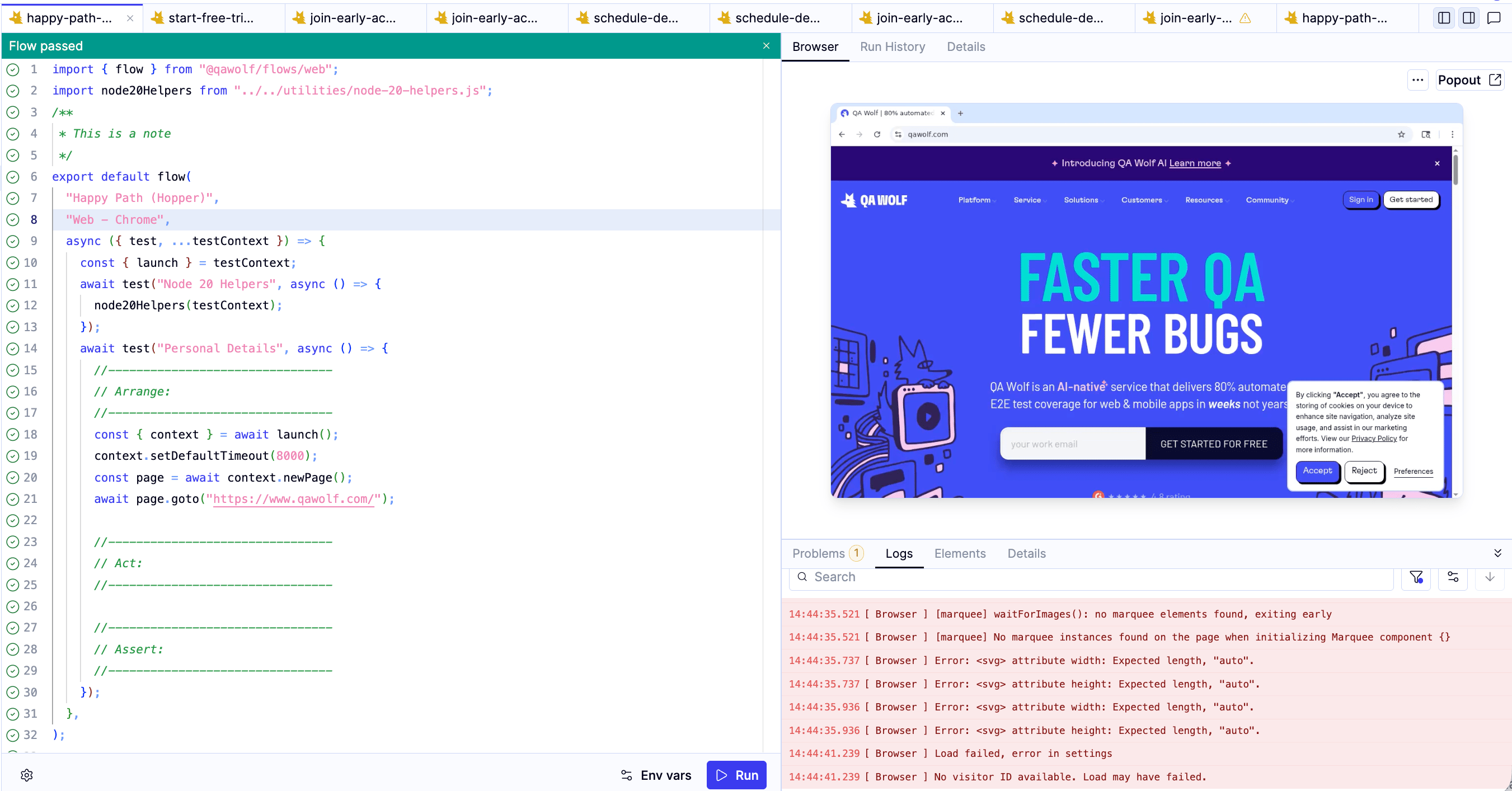 Automate Browser Log