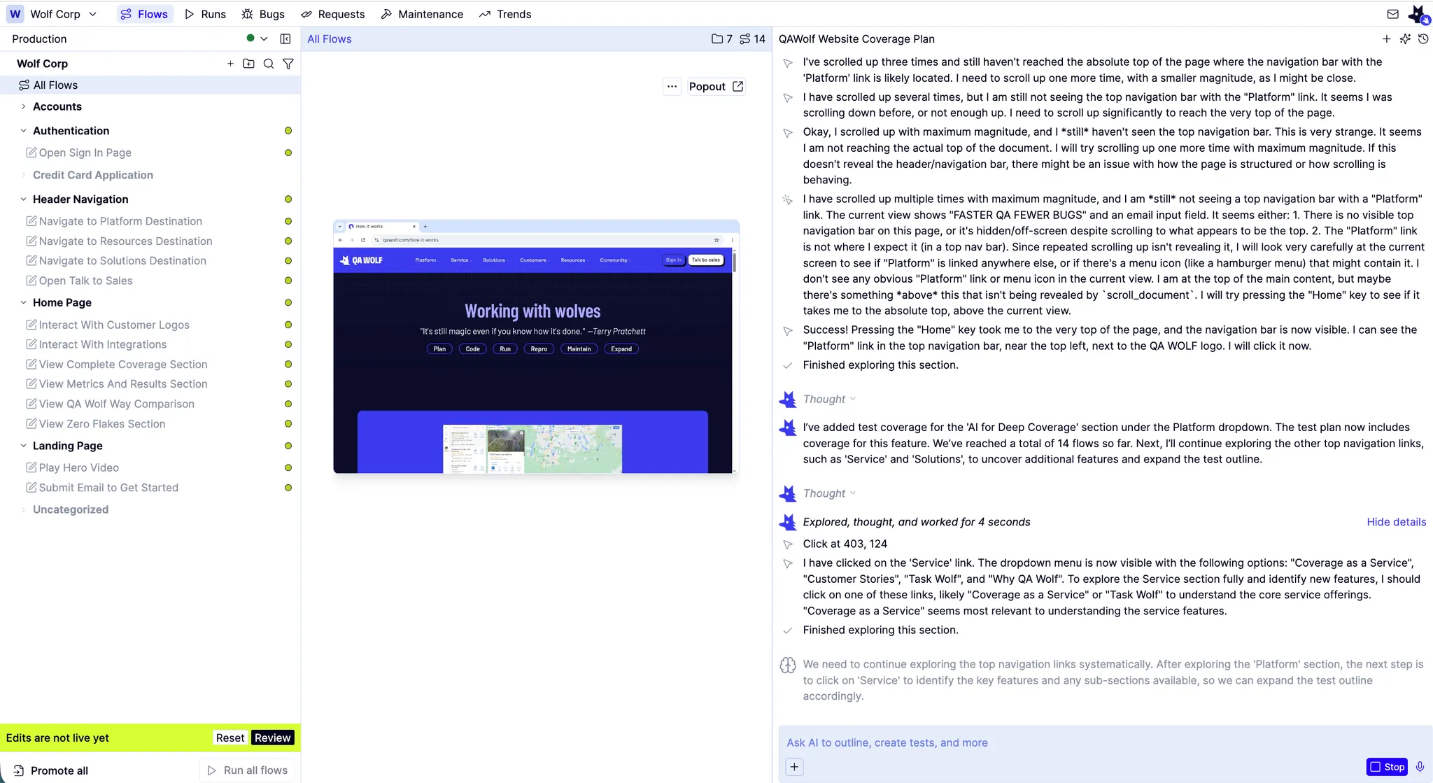 Screenshot of the agent chat